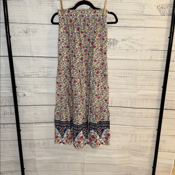 Floral Drawstring Maxi Skirt in Cream and Pink - Picture 5 of 6